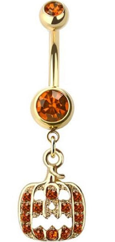 Belly Button Ring Navel jack-o-lantern pumpkin