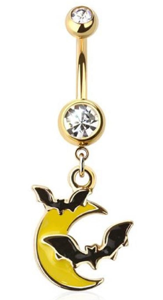 Belly Button Ring Navel Bat Moon