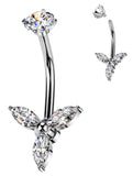 Belly Button Ring   Internally Threaded Marquise CZ Trinity  Navel