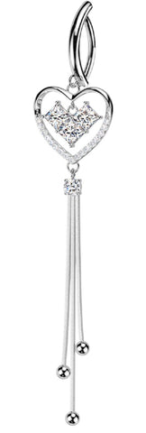 Belly Button Ring Hinged Belly Button Ring With Square CZ Heart