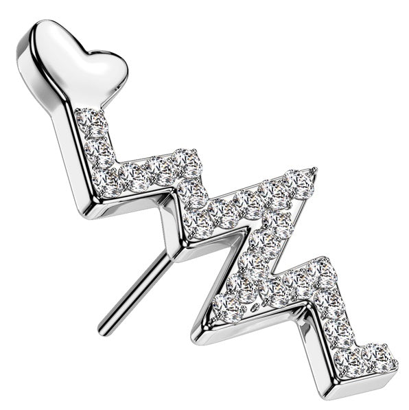 Push in top Implant Grade Titanium Threadless CZ Heartbeat CNC