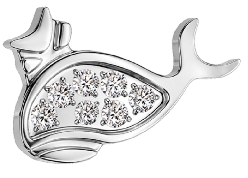 Push in top Implant Grade Titanium Threadless CZ Whale