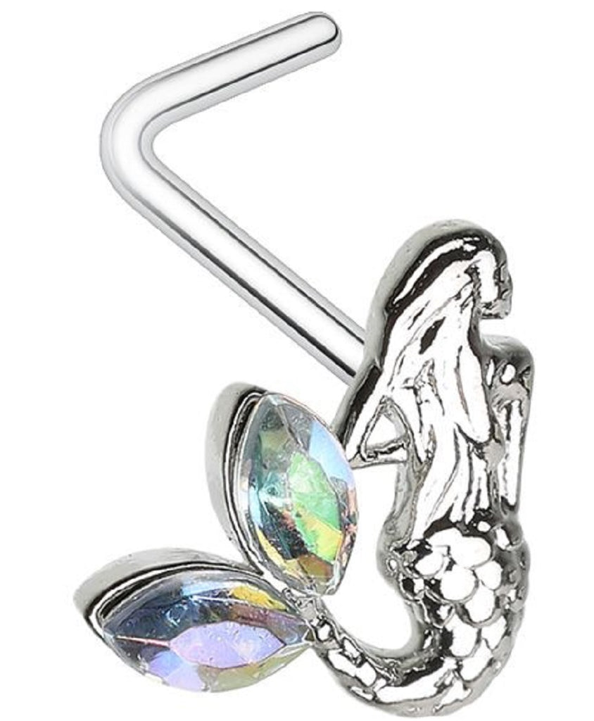 Nose Stud Mermaid Under the Sea L bend Rings 20g 1/4'' bar
