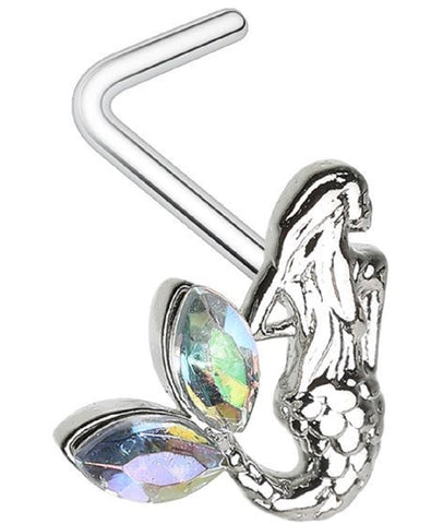 Nose Stud Mermaid Under the Sea L bend Rings 20g 1/4'' bar