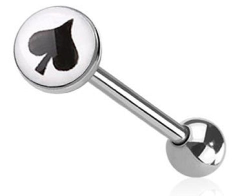 Tongue Ring Spade Poker Card 316L Surgical Steel Barbell