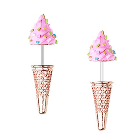 Ear Taper Plug Sweet Treat Icecream Fake Earring ice Cream Cone 20 Gauge