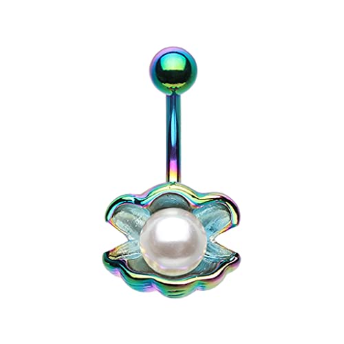 Belly Button Ring Colorline Ariel's Shell with Pearl Navel Ring