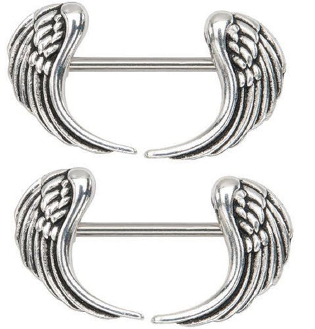 Body Accentz&reg; Nipple Ring Angel Wings bar body Jewelry sold as Pair 14g 1/2"