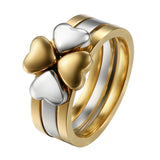 Fashion Clover Stainless Steel Ring For Women Charm Jewelry