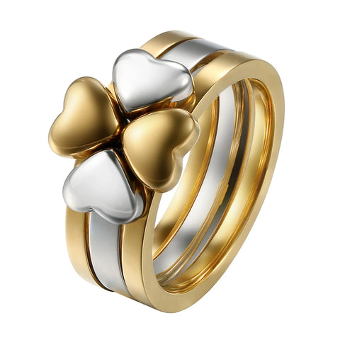 Fashion Clover Stainless Steel Ring For Women Charm Jewelry