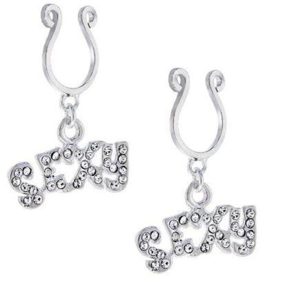 Nipple Ring Bars CZ Rhinestone Non Pierce "sexy"