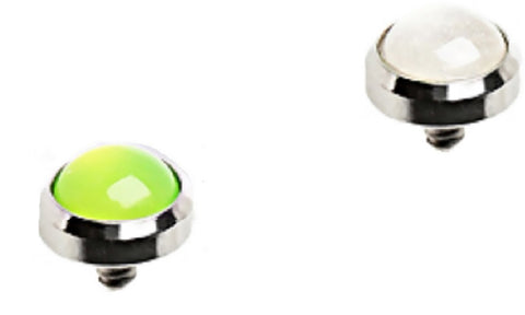 Flat Bottom Dome 316L Surgical Steel Dermal Anchor 4mm Glow in the Dark  3pc