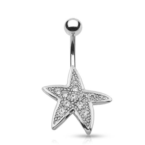 Belly Button Ring Navel Starfish Body Jewelry 14 Gauge