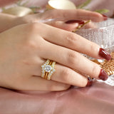 2 Carat Bridal Ring Set Gold Plated Sterling Silver CZ Wedding Engagement