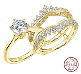 2 Carat Bridal Ring Set Gold Plated Sterling Silver CZ Wedding Engagement