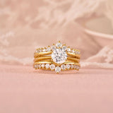 2 Carat Bridal Ring Set Gold Plated Sterling Silver CZ Wedding Engagement