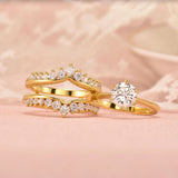 2 Carat Bridal Ring Set Gold Plated Sterling Silver CZ Wedding Engagement