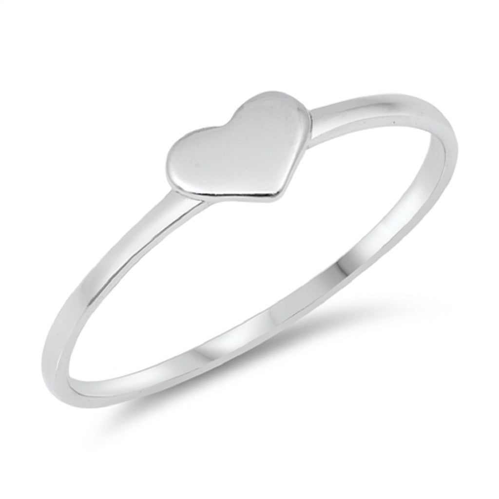 Sterling Silver Ring Single Heart Ring on thin Band Size 4