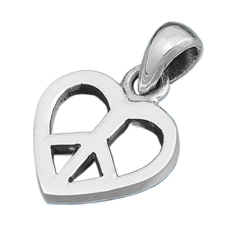 Sterling Silver Small Heart Peace Sign Charm