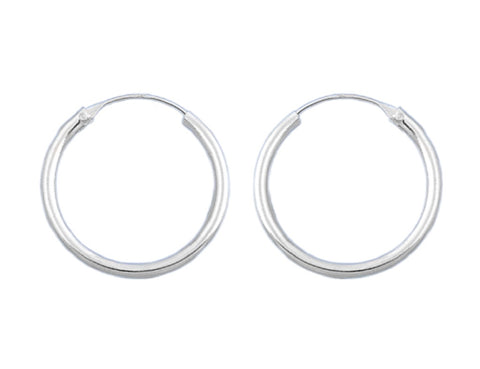 Sterling Silver 10mm Endless Wire Hoop Earrings (3/8") .925 Sterling