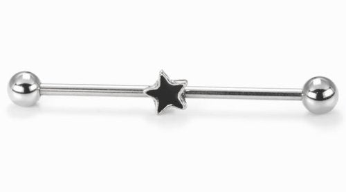 316L Surgical Black Star 14g 1 1/2" Industrial bar Ear Barbell Piercing Jewelry Body Accentz® Jewelry Sold Individually