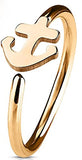 Body Accentz Nose Ring 20g 6mm Anchor Set IP Plating Over 316L Surgical Steel Nose Hoop