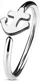 Body Accentz Nose Ring 20g 6mm Anchor Set IP Plating Over 316L Surgical Steel Nose Hoop