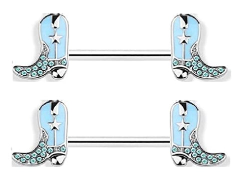 Body Accentz Nipple rings 316L Stainless Steel Cowboy boots Shield Bar