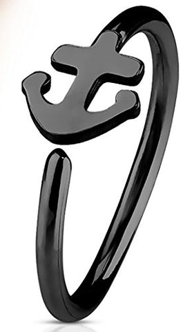 Body Accentz Nose Ring 20g 6mm Anchor Set IP Plating Over 316L Surgical Steel Nose Hoop