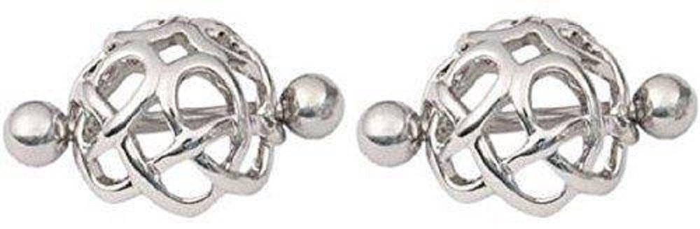 Nipple Rings Barbell Surgical Steel Nipple Bar Carved Celtic Mesh Pair