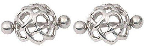 Nipple Rings Barbell Surgical Steel Nipple Bar Carved Celtic Mesh Pair