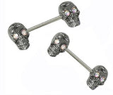 Body Accentz Nipple Shield Rings barbell barbells sold as a pair 14 gauge Skulls [Jewelry]