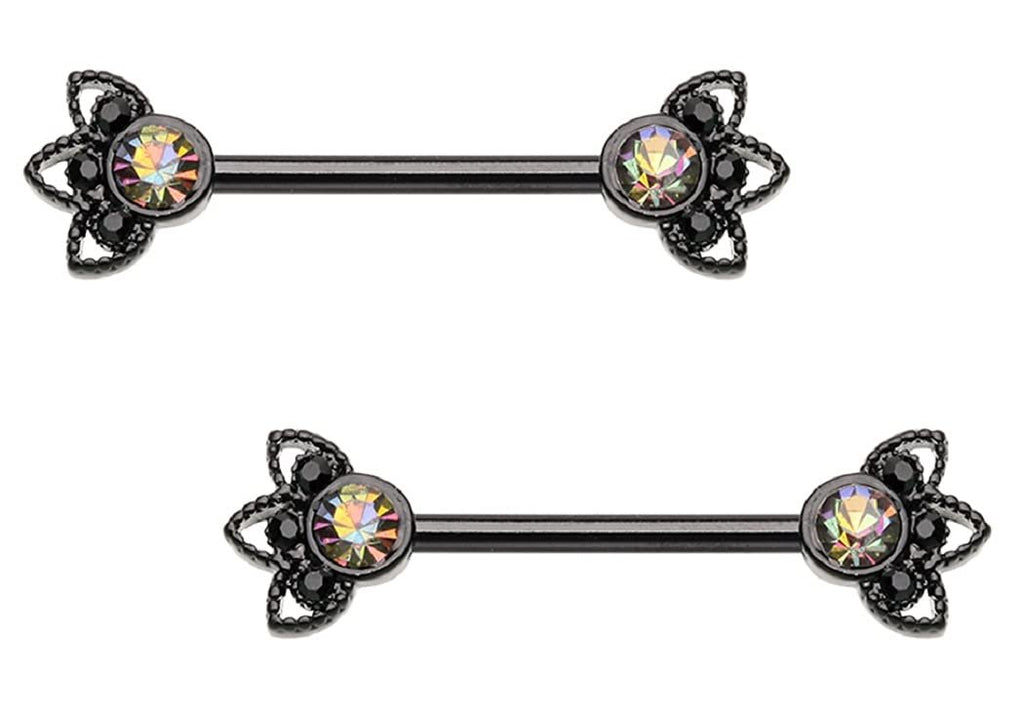 Nipple Ring Bars Shield Mistress of Evil Body Jewelry Pair 14 Gauge Body Piercing