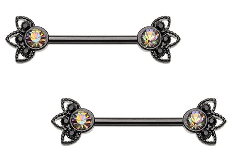 Nipple Ring Bars Shield Mistress of Evil Body Jewelry Pair 14 Gauge Body Piercing