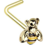 Body Accentz 20 Gauge Buzz Bumble Bee L-Shape Nose Stud All 316L Surgical Steel