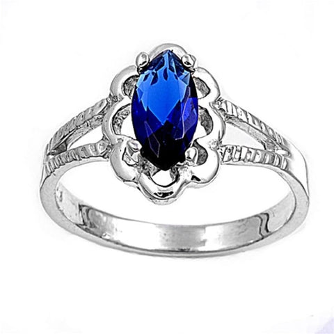 Sterling Silver CZ Sapphire pinky ring Size 6
