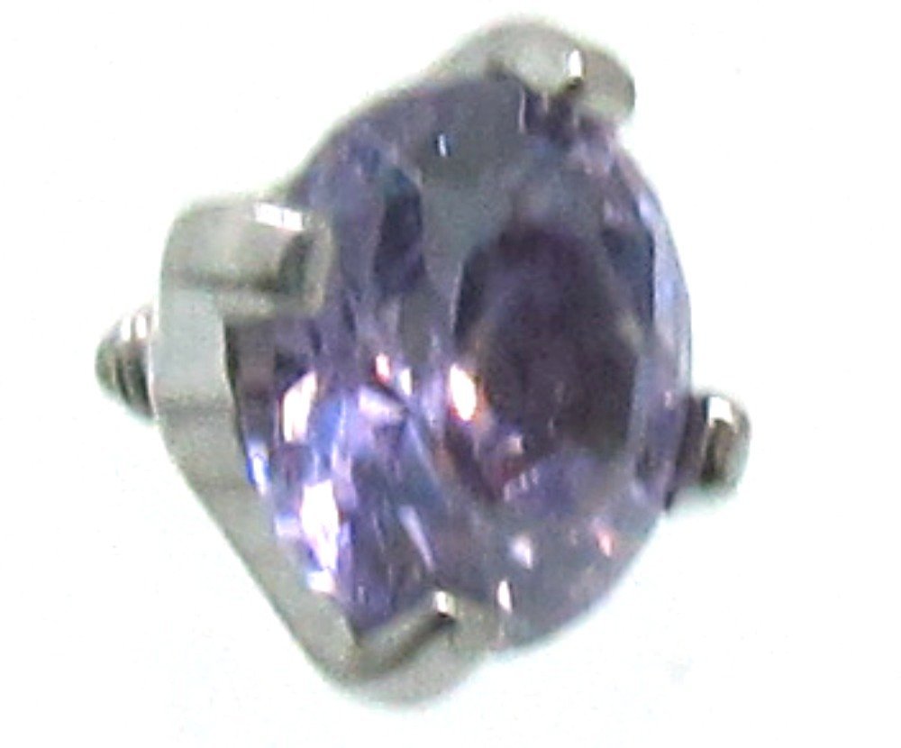 316L Surgical Steel Internally Threaded Prong Set Round Gem Dermal Top Anchor 14g (4mm taz)