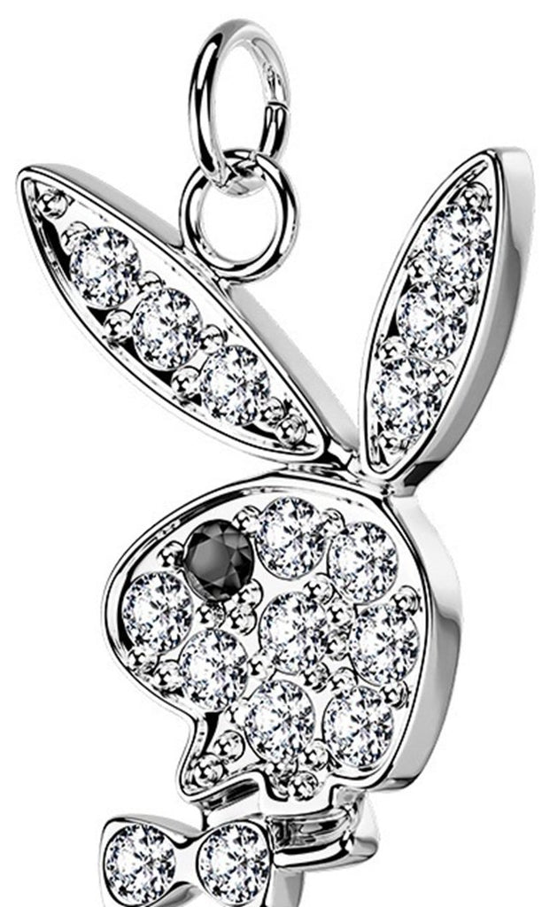 CZ Paved Playboy Bunny with Lobster Claw for Belly rings, Bracelets and More Car
