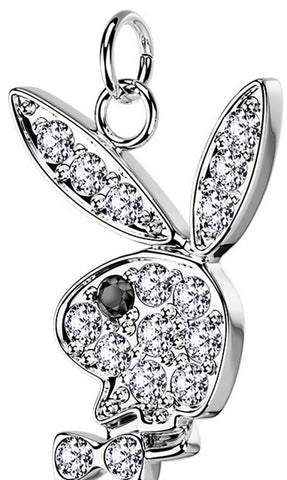 CZ Paved Playboy Bunny with Lobster Claw for Belly rings, Bracelets and More Car