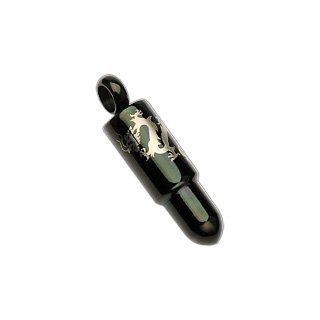 316L Stainless Steel Black Bullet Dragon Inscribed Pendant charm