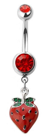 Body Accentz Belly Button Ring Strawberry Navel Ring Dangle