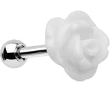 316L Surgical Steel Tragus Barbell wtih Acylic Rose Top 16g 1/4"