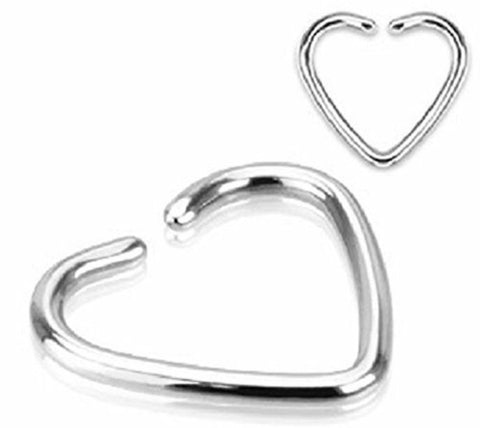 316L Surgical Steel 316L Surgical Steel Fake Cartilage 'Clip-On' Single Closure Heart Ring Piercing Stud sold as pair