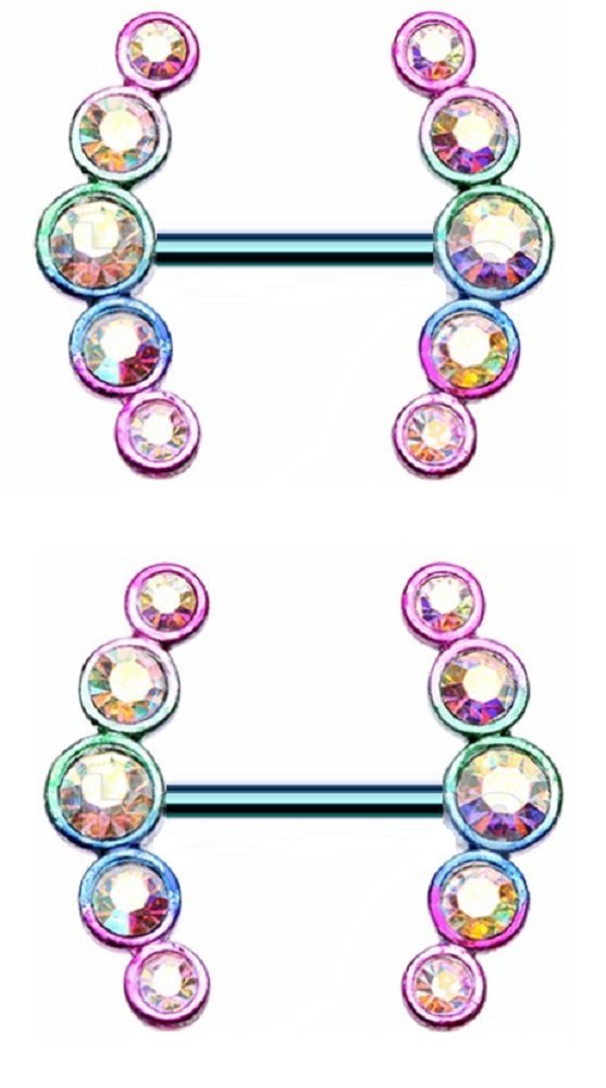 Body Accentz Nipple Rings Colorline Sparkle Ray Multi-Gem Sold as a Pair