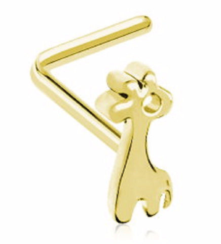 Body Accentz Nose Ring Dainty Baby Giraffe Calf L-Shape Stud 20g