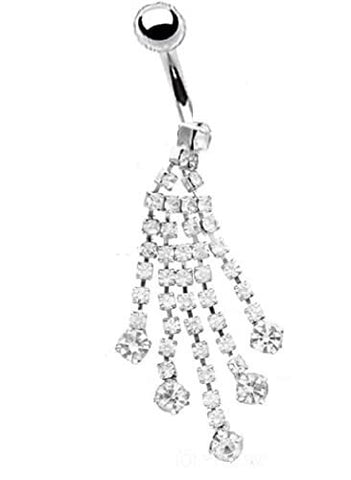 Belly Button Ring Navel Rhinestone Body Jewelry Dangle 14 Gauge