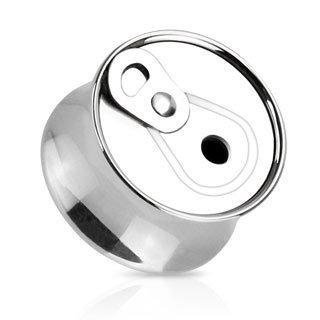 316L Surgical Steel Soda Can Saddle Fit Plug - Sold as a pair - silver 0 gauge