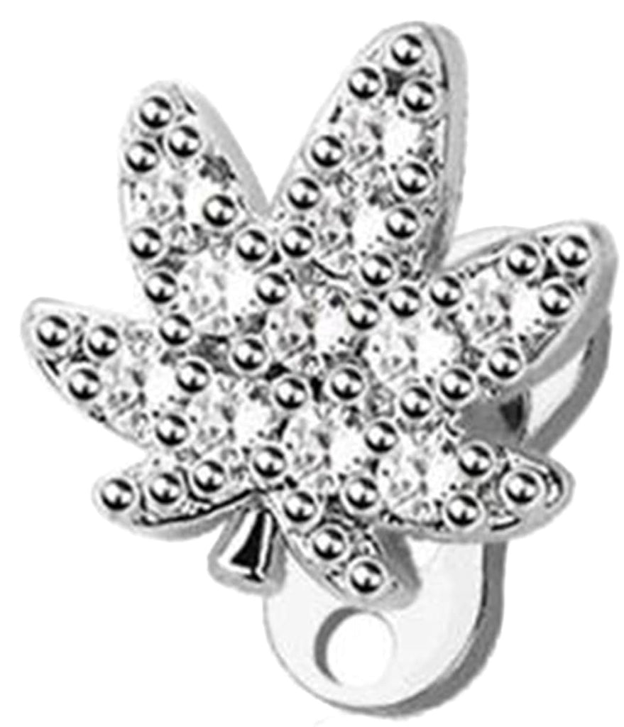 CZ Marijuana Leaf Dermal Set 316L Surgical Steel 14GA Clear