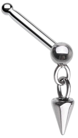 Nose Ring Stud Ball & Chain Spike Dangle Spike 316L Surgical Steel