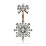 Body Accentz Surgical Steel Belly Button Ring CZ Flower Design Internally Threaded Flower Top